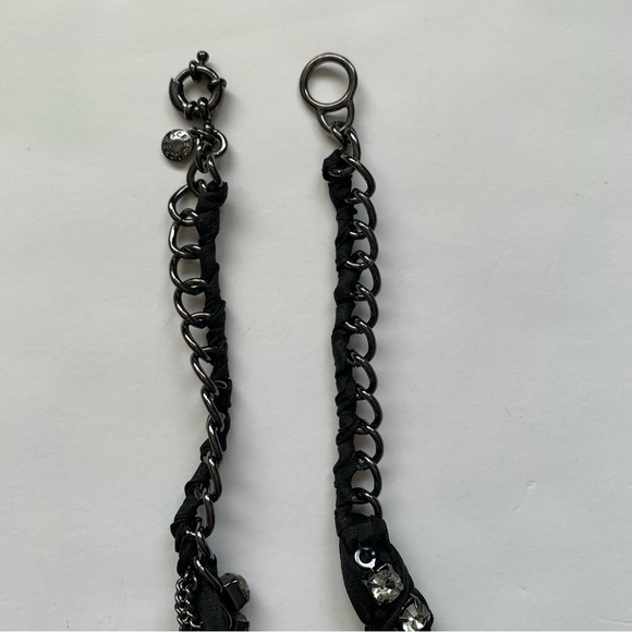 J Crew Black Fabric and Green Rhinestone Necklace - Picture 4 of 11